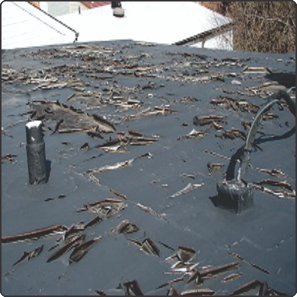 Terrace with peeled-off plaster or coating