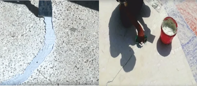 Finishing repaired terrace crack groove and leveling surface