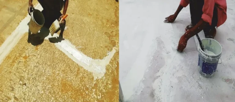 Applying PPC mat over repaired terrace cracks for reinforcement